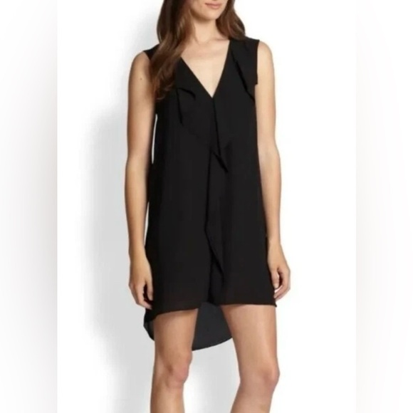 BCBGMaxAzria Dresses & Skirts - BCBG Jena Black Sleeveless Ruffle Front Open Back Cocktail Party Dress Sz M